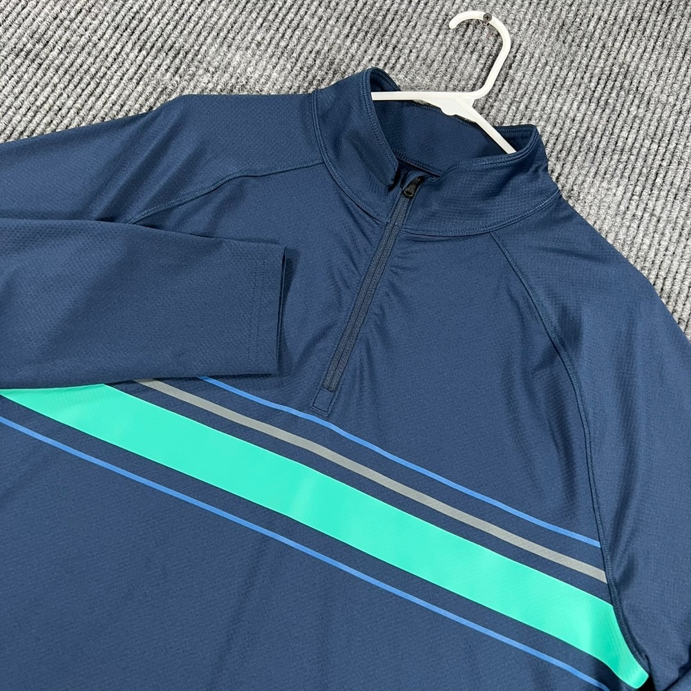 Under Armour Pullover Shirt Mens Large Blue Long Sleeve 1/4 Zip Loose Fit Golf